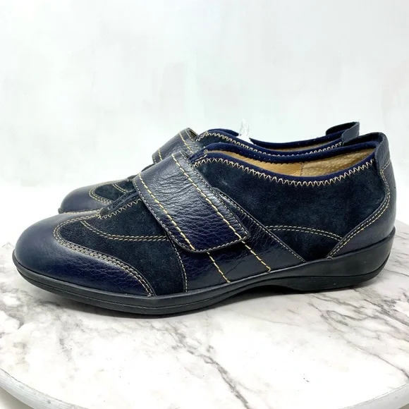 Softspots Navy Suede/Leather Comfort Sneakers 8.5 Wide Casual Sporty - Picture 3 of 12